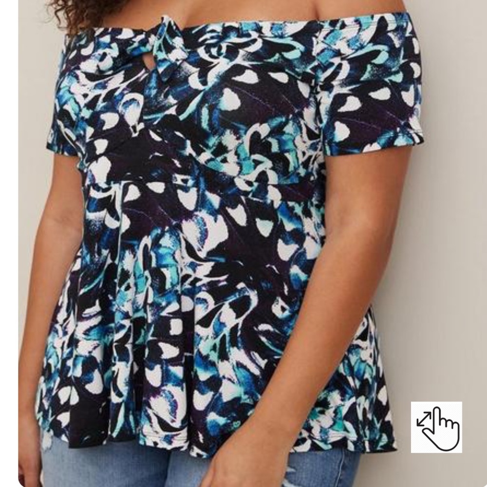 Torrid Babydoll Super Soft Tie-Front Off-Shoulder Top